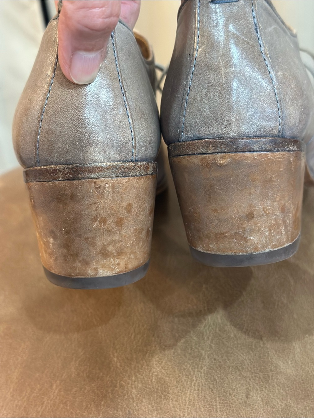 Moma Taupe Leather Derby Lace-Up Shoes size 38.5 (8-8.5) - Picture 9 of 10